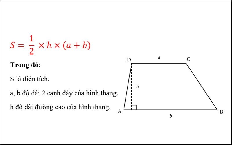 Công thức tính diện tích hình thang